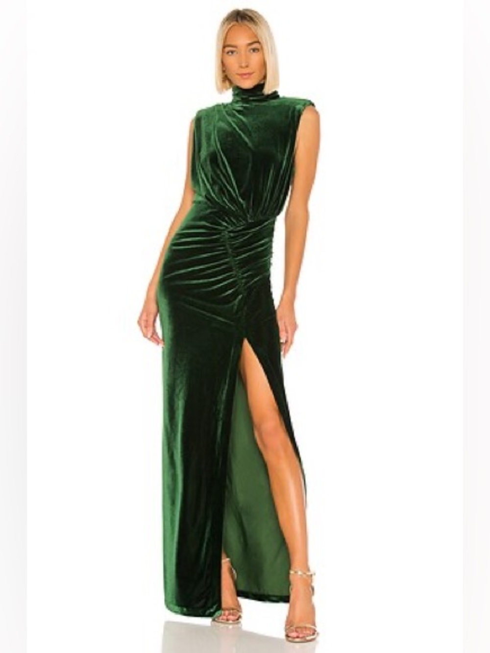 Ronny Kobo Billie Gown in Velvet green Emerald size medium